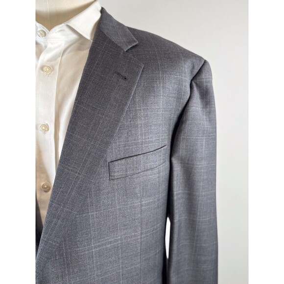 Burberry Mens Blazer Windowpane Gray Two Button Wool Sports Coat Suit Jacket 46R - Picture 8 of 14